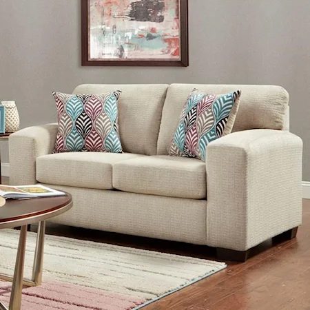 Contemporary Loveseat with 2 Throw Pillows